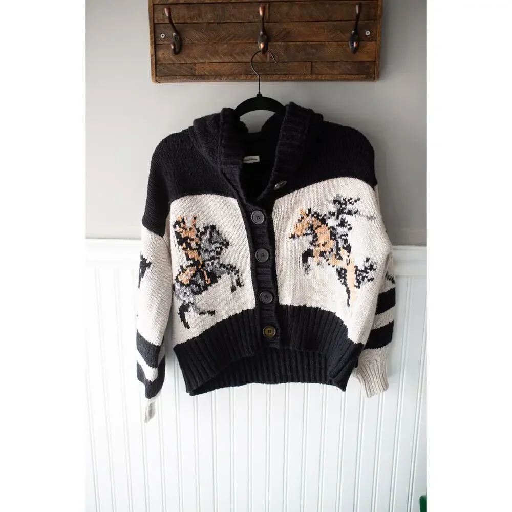 Anthropologie Pilcro Horse Graphic Cardigan Sweater Medium - Picture 3 of 6